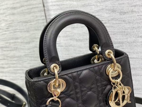 Small Lady Dior Black Cannage Grained Calfskin - Image 4