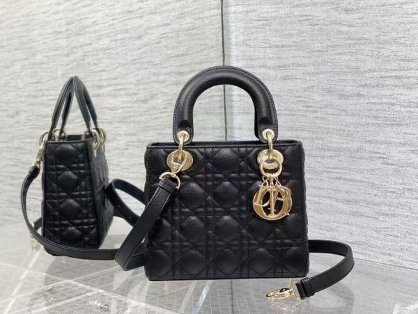 Small Lady Dior Black Cannage Grained Calfskin - Image 2