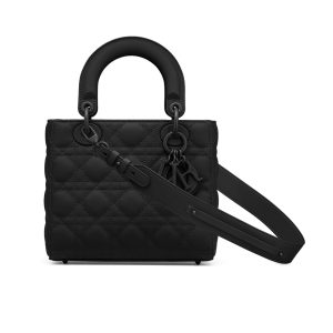 Small Lady Dior Black Ultramatte Cannage Calfskin