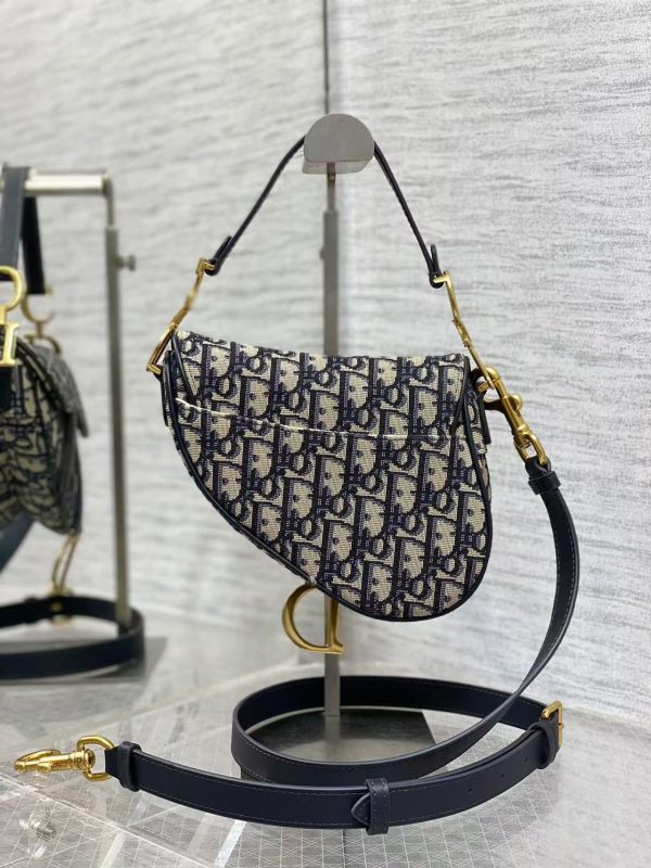Dior Saddle in Blue Oblique Jacquard - Image 3