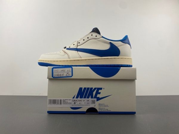 FRAGMENT x Travis Scott AJ 1 Low Sail Military Blue - Image 7