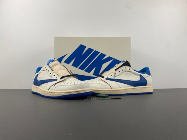 FRAGMENT x Travis Scott AJ 1 Low Sail Military Blue - Image 5