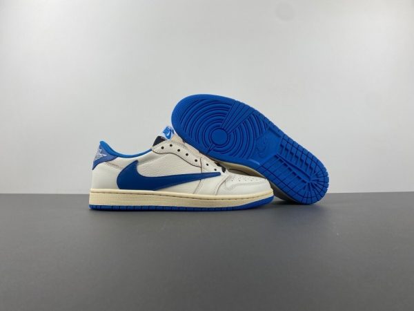 FRAGMENT x Travis Scott AJ 1 Low Sail Military Blue - Image 4