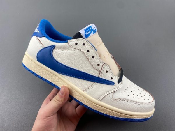 FRAGMENT x Travis Scott AJ 1 Low Sail Military Blue - Image 3